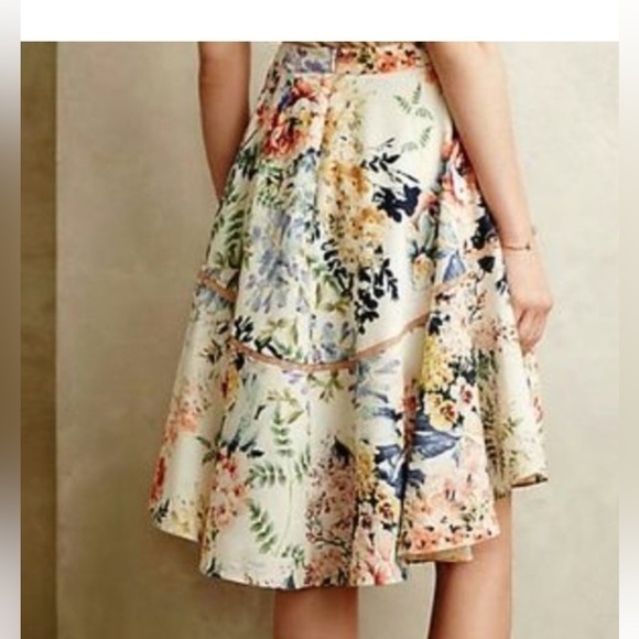 Anthropologie Ranna Gill Jardin flare floral boho maxi midi chic Skirt - Size 8 - Picture 1 of 14